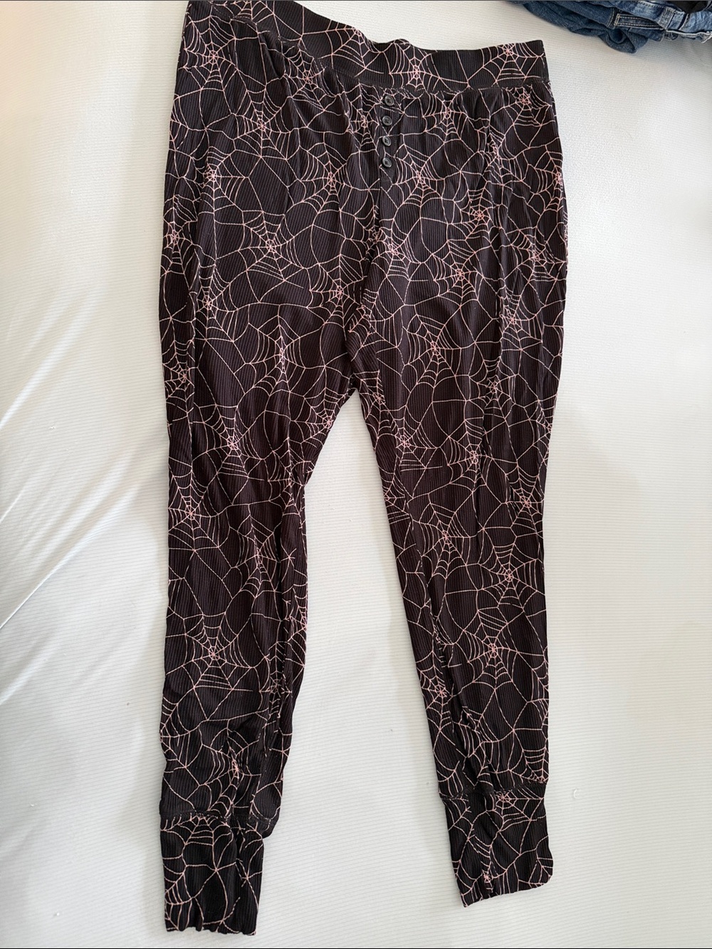 torrid Black Pajama Joggers with Light Pink Spiderweb Print